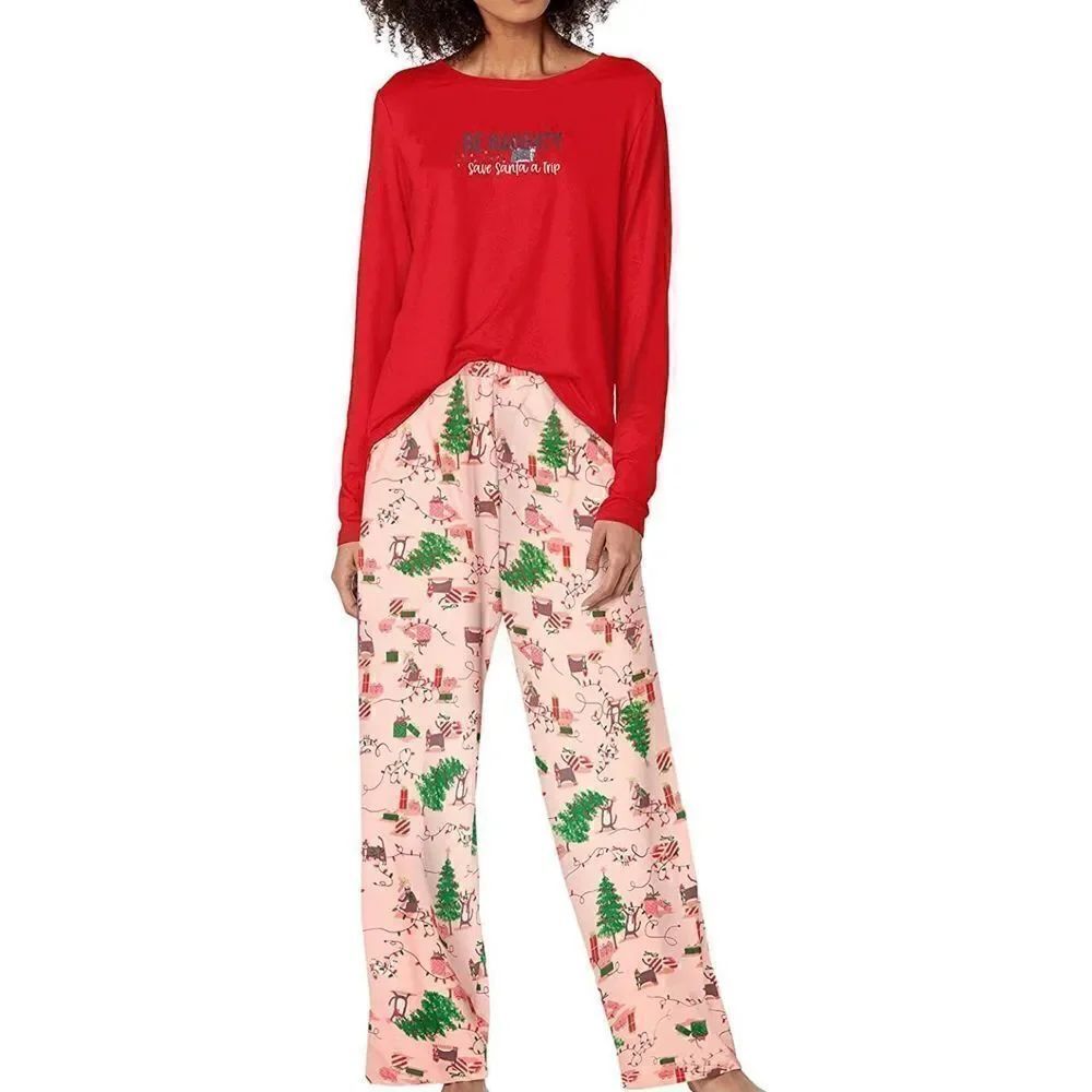 HUE Women’s LARGE 3-Piece “Be Naughty, Save Santa a Trip” Pajama Set - Picture 7 of 9